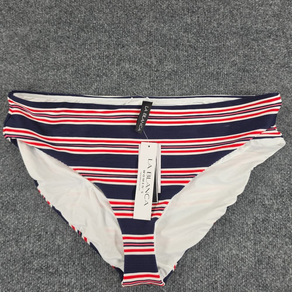 La Blanca Women's Bikini Bottom Size 18W Navy Red White Striped Tummy Control